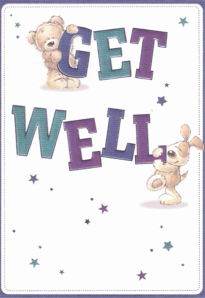 Radiating gentle encouragement, this get well card captures the compassionate spirit that weaves through Colney Hatch. The illustration centers on a friendly bear and puppy-both brought to life with tactile brushstrokes that evoke the softness one might feel in a hand-tied arrangement of blooms. Playful stars shimmer around them, their soft purple and blue hues shining across a creamy-white background, as if carrying heartfelt wishes from the gardens bordering Coppetts Road or the bustling streets near Muswell Hill Broadway. At the foundation, large, confident letters in vivid purple and aqua root the sentiment in unwavering support, while the bear's fluffy pelt and the puppy's silky ears seem to invite a comforting touch. The card conjures images of knocking on a neighbour's door with a fresh bouquet and this card, the gesture radiating reassurance and care. Each visual element-every star, every letter-has been thoughtfully placed, echoing the careful approach of Colney Hatch's floral artists. This is a card for all ages, equally suited to lifting the mood of a child or an adult, and it reflects the local commitment to compassion and community present in every floral delivery across Colney Hatch.